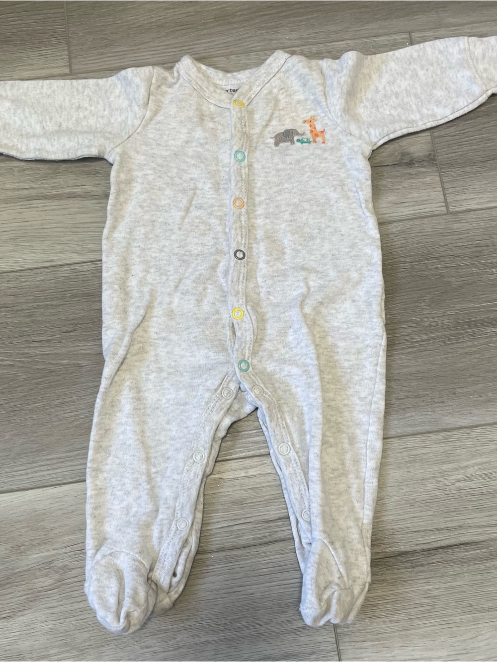 3/$15 Carters Gray Baby Onsie with Animals. Baby Clothes